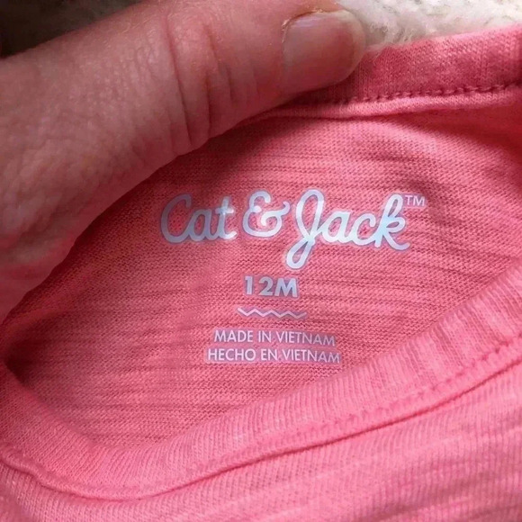 Cat & Jack  Pink Dress Eyelet Sleeves Sz 12 Months - Picture 7 of 16
